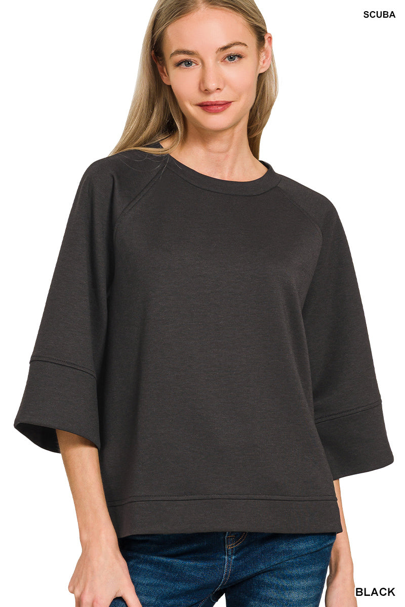 Kinley 3/4 Sleeve Pullover in Black