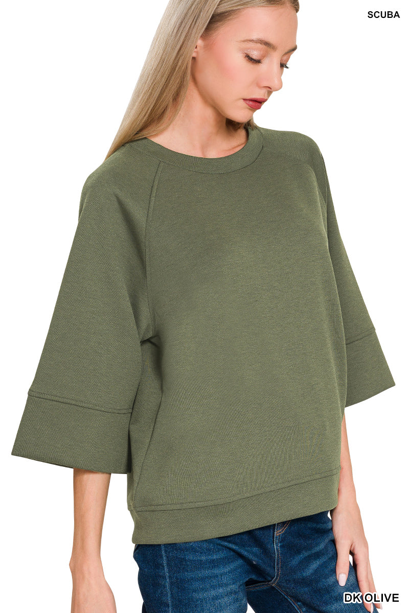 Kinley 3/4 Sleeve Pullover in Dark Olive