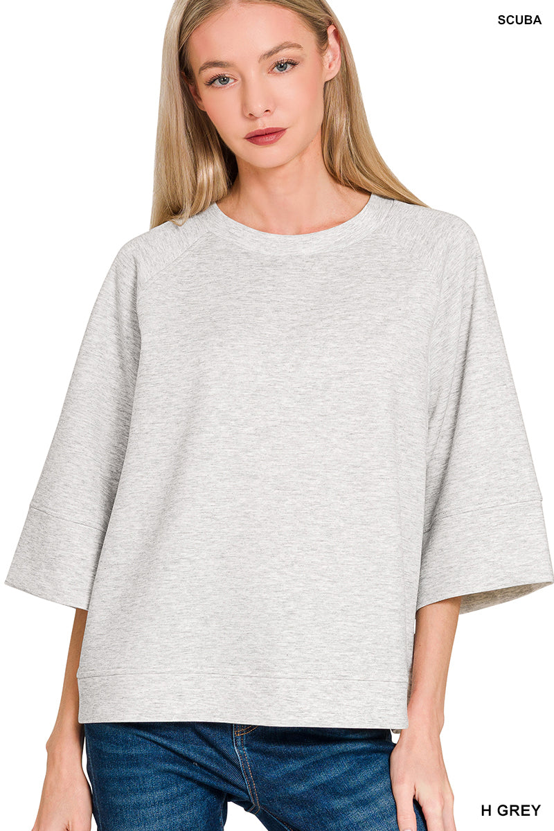 Kinley 3/4 Sleeve Pullover in Heather Grey