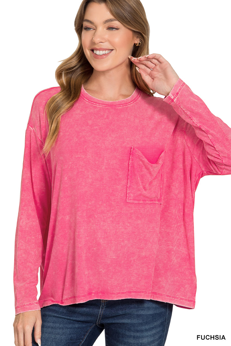 Aurora Oversized Long Sleeve Top in Fuchsia