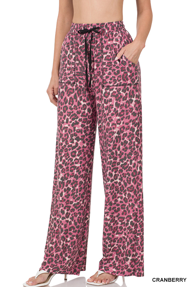 Cheetah Lounge Pants in Cranberry