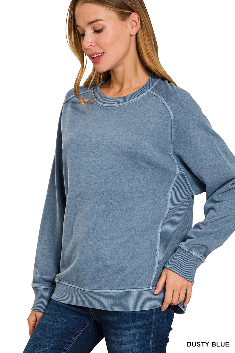 Kallie Pigment Pullover in Dusty Blue