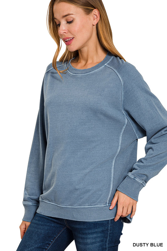 Kallie Pigment Pullover in Dusty Blue