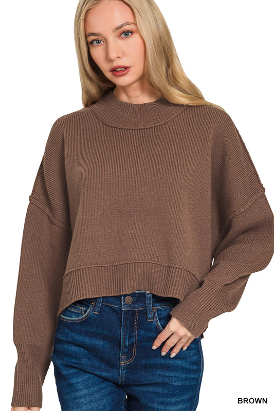 Maren Cropped Sweater in Brown