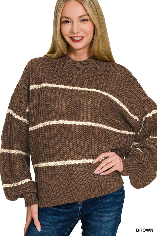 Amara Striped Sweater in Brown