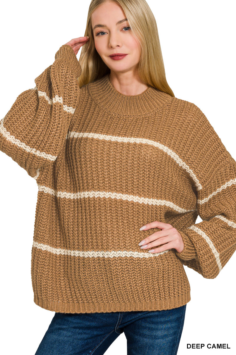 Amara Striped Sweater in Deep Camel final sale