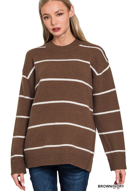 Bayli Striped Sweater in Brown