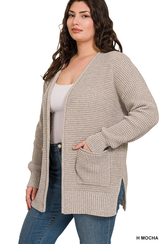 Stella Waffle Cardigan Heather Mocha