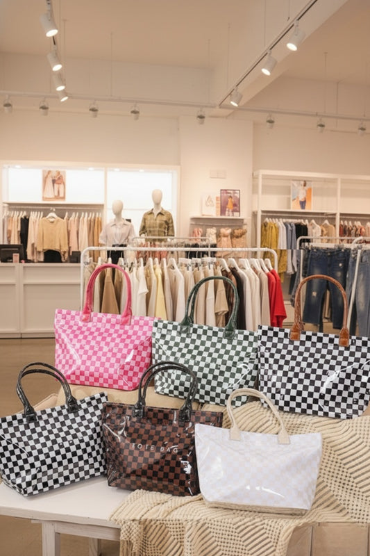 Checkered Print Tote Bags