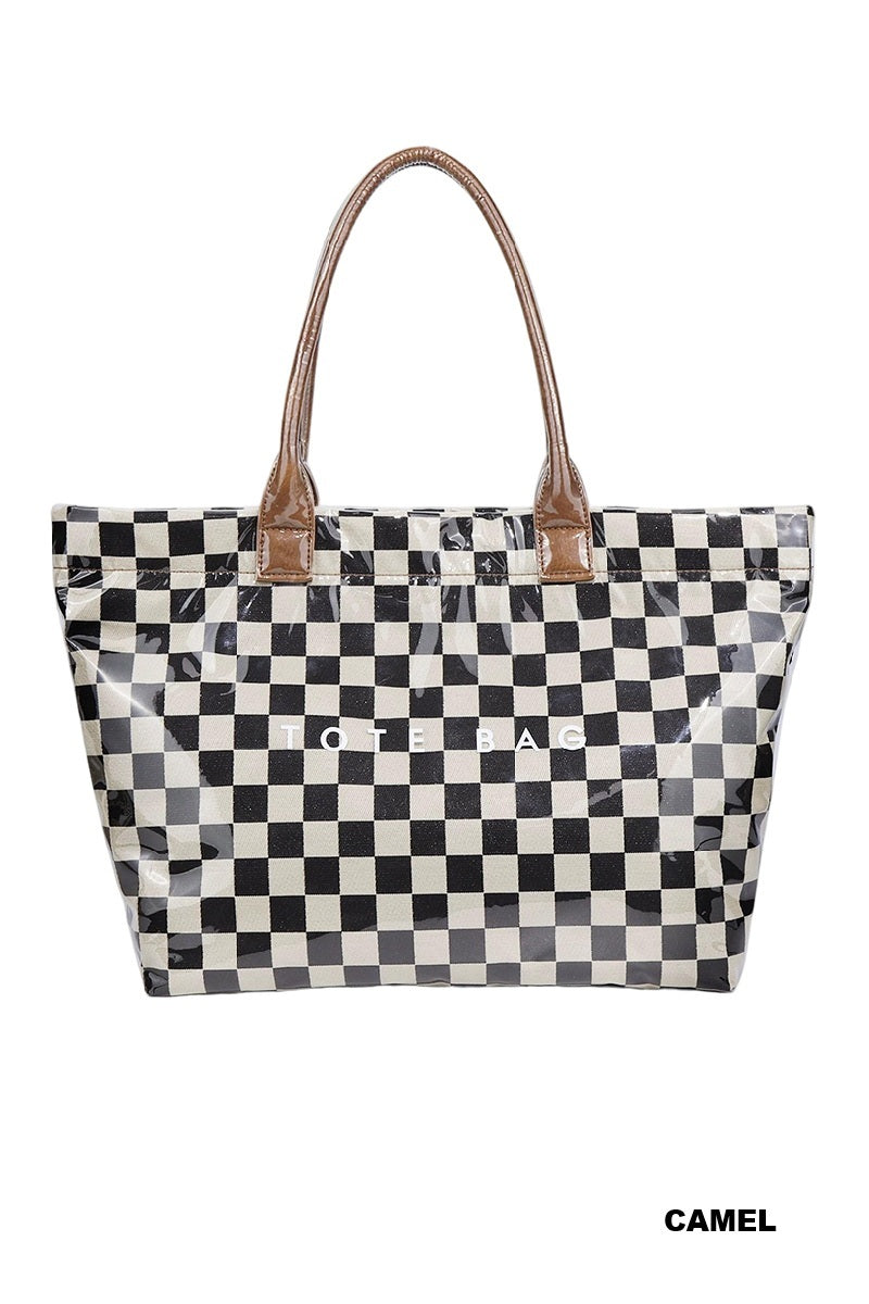 Checkered Print Tote Bags