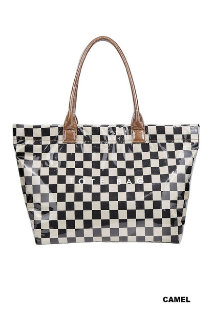 Checkered Print Tote Bags
