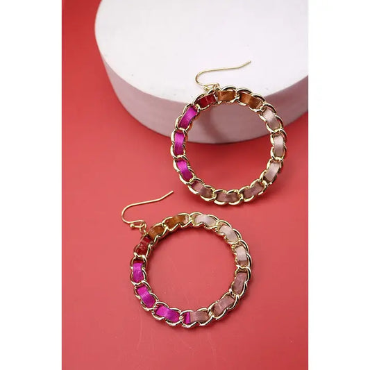 Faux Leather Earrings in Fuchsia