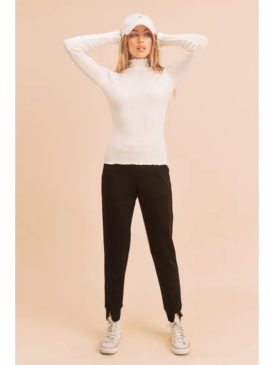 Andrea Mock Neck Sweater in White