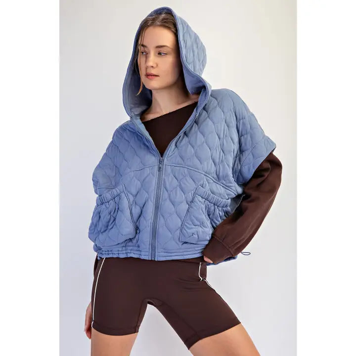 Quincy Hoodie Vest in Iron Blue