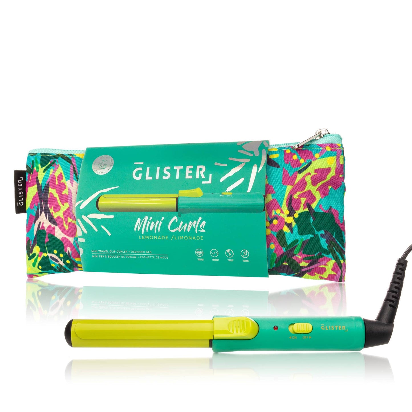 Glister - “Mini Curls” Travel Clip Curler with Carrying Pouch: Apricot Plum