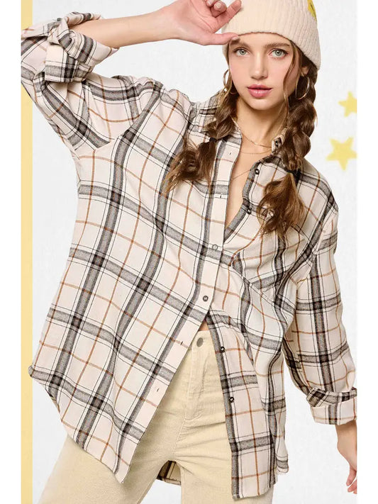 Hanlee Plaid Top in Ivory