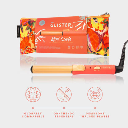 Glister - “Mini Curls” Travel Clip Curler with Carrying Pouch: Apricot Plum