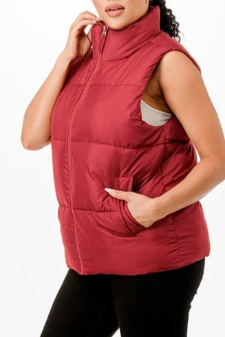 Essie Puffer Vest in Crimson