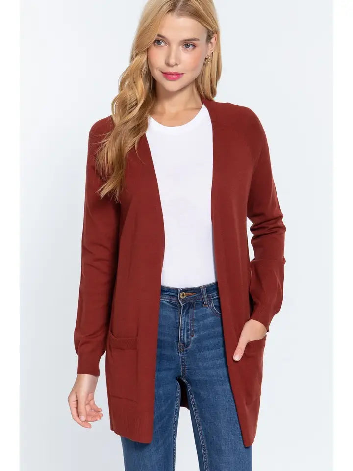 Annie Long Sleeve Cardigan in Brick FINAL SALE
