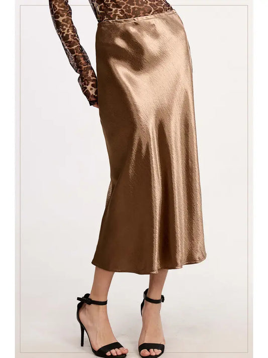 Harriet Midi Satin Skirt