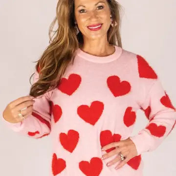 Simply Southern Valentines Sweater Pink FINAL SALE