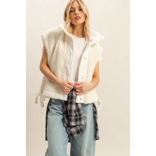 Daphne Oversized Sherpa Vest in White