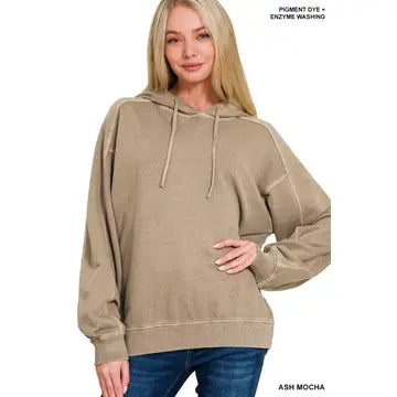 Macklie Hooded Pullover in Mocha