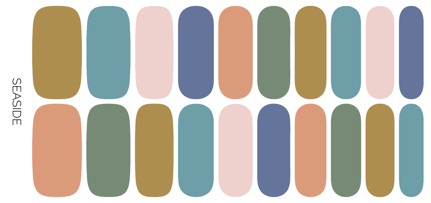 Ivy & Ash - Seaside | Calming Beachy Solid Color Nail Polish Wrap Set