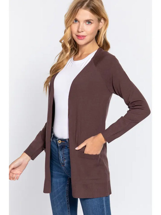 Annie Long Sleeve Cardigan in Cocoa Brown FINAL SALE