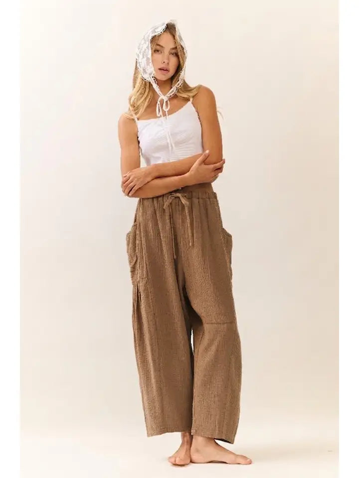 Tessa Gauze Cargo Pants in Chocolate
