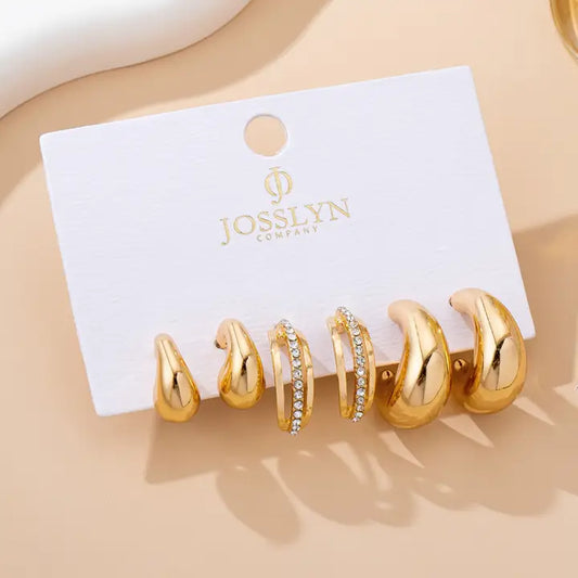 Simple Hoop Earring Set in Gold