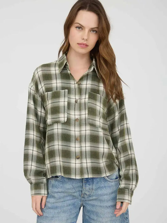Gianna Plaid Flannel in Olive