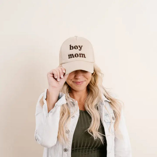 Boy Mom Embroidered Trucker Cap
