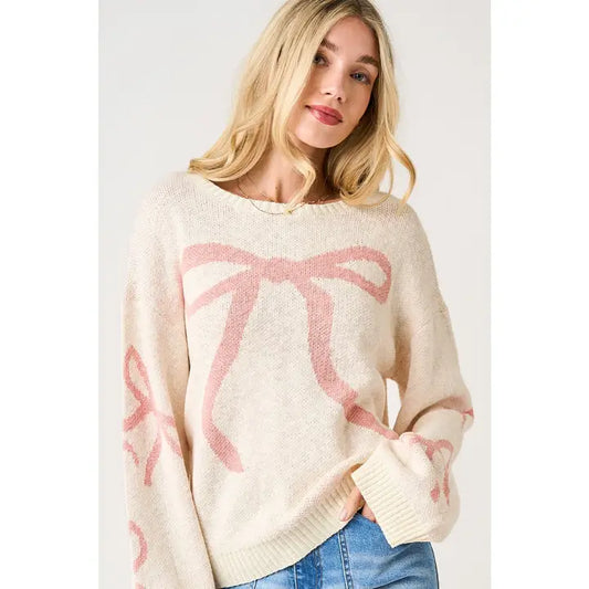 Coquette Bow Sweater in Pink