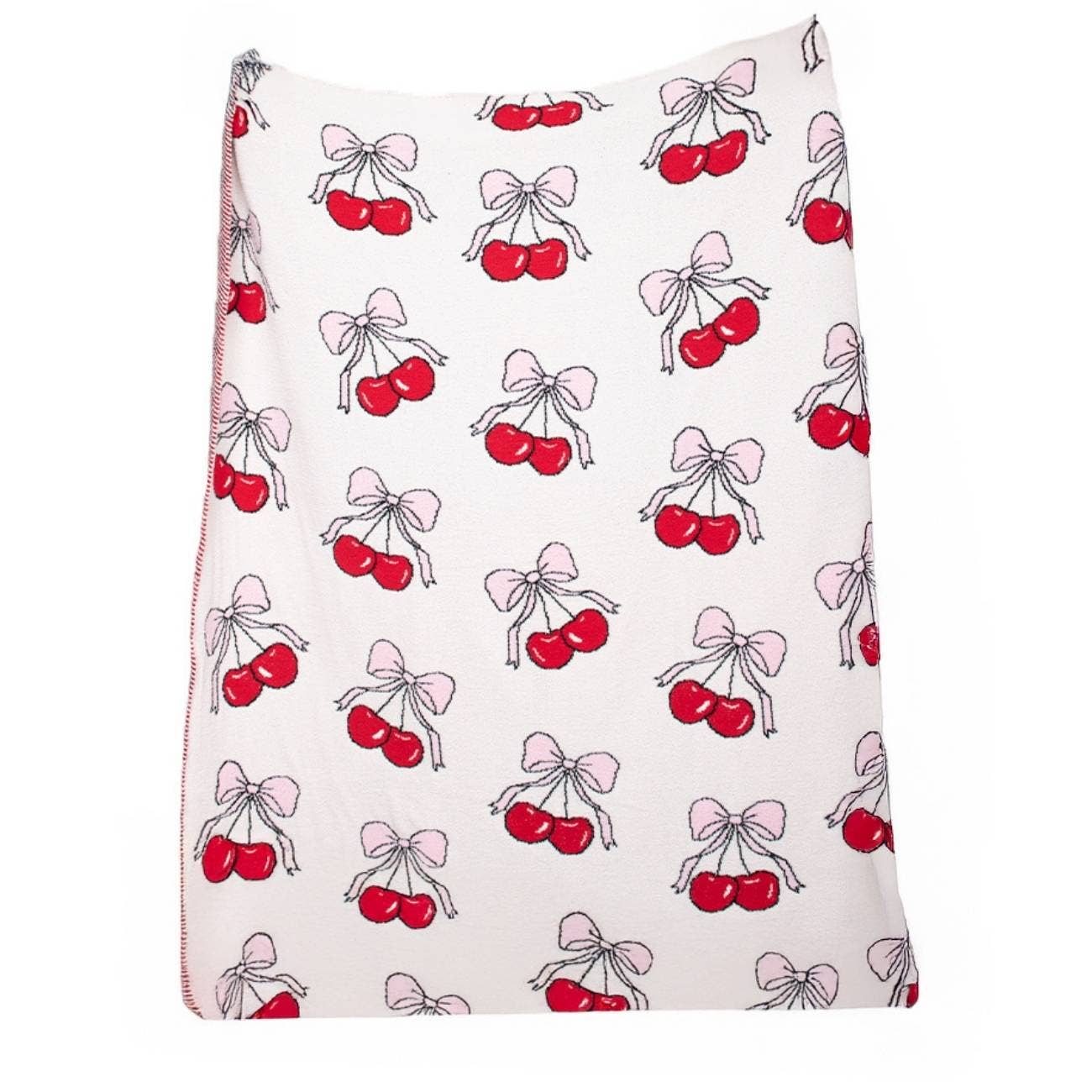 Katydid - Cherry Bows Blanket: Light Pink