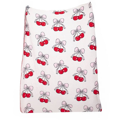 Katydid - Cherry Bows Blanket: Light Pink