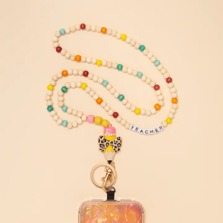 Leopard Pencil Beaded Lanyard