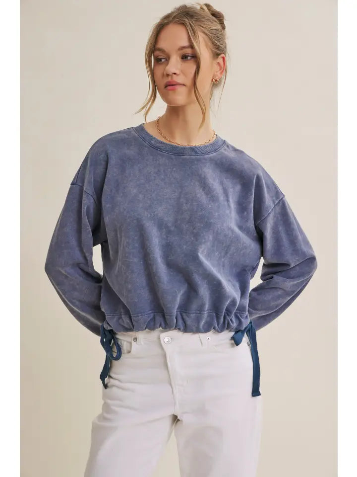 Aniston Acid Wash Sweatshirt in Ash Blue