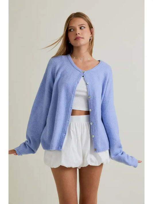 Jensen Sweater Cardigan in Light Blue