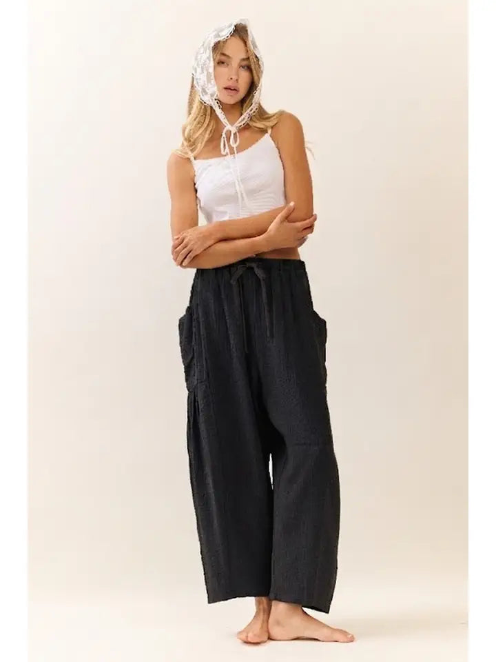 Tessa Gauze Cargo Pants in Black