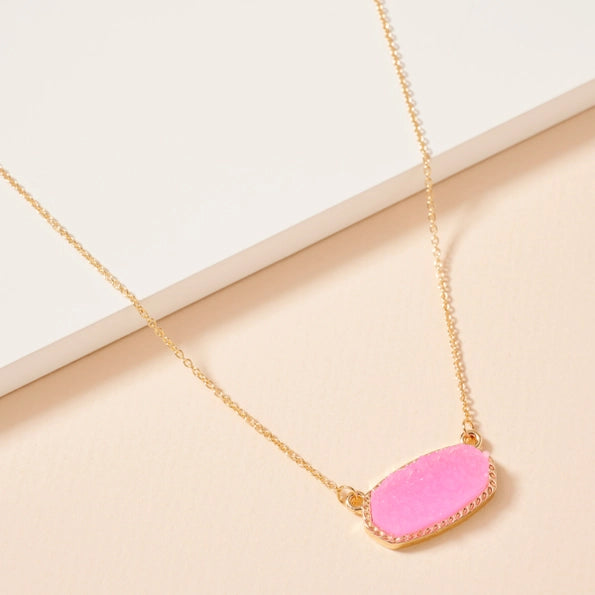Kenzie Druzy Necklace -Pink