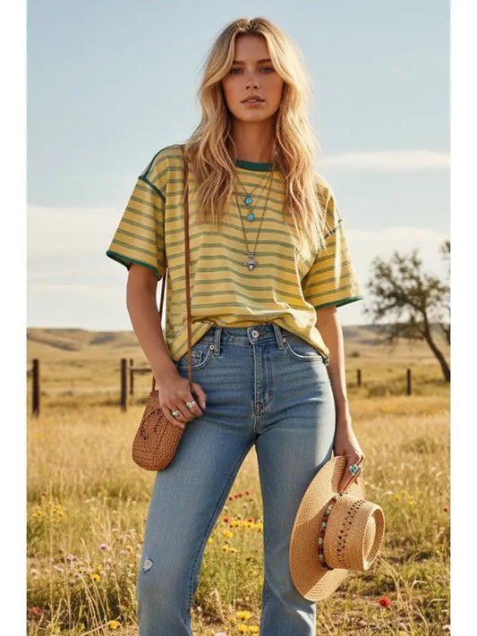 Taylyn Striped Top Butter / Kelly