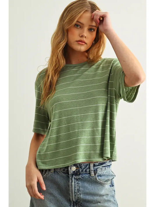 Finley Striped Tee in Sage