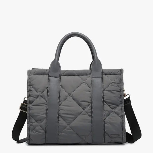 Clare Quilted Tote Bag in Warm Gray