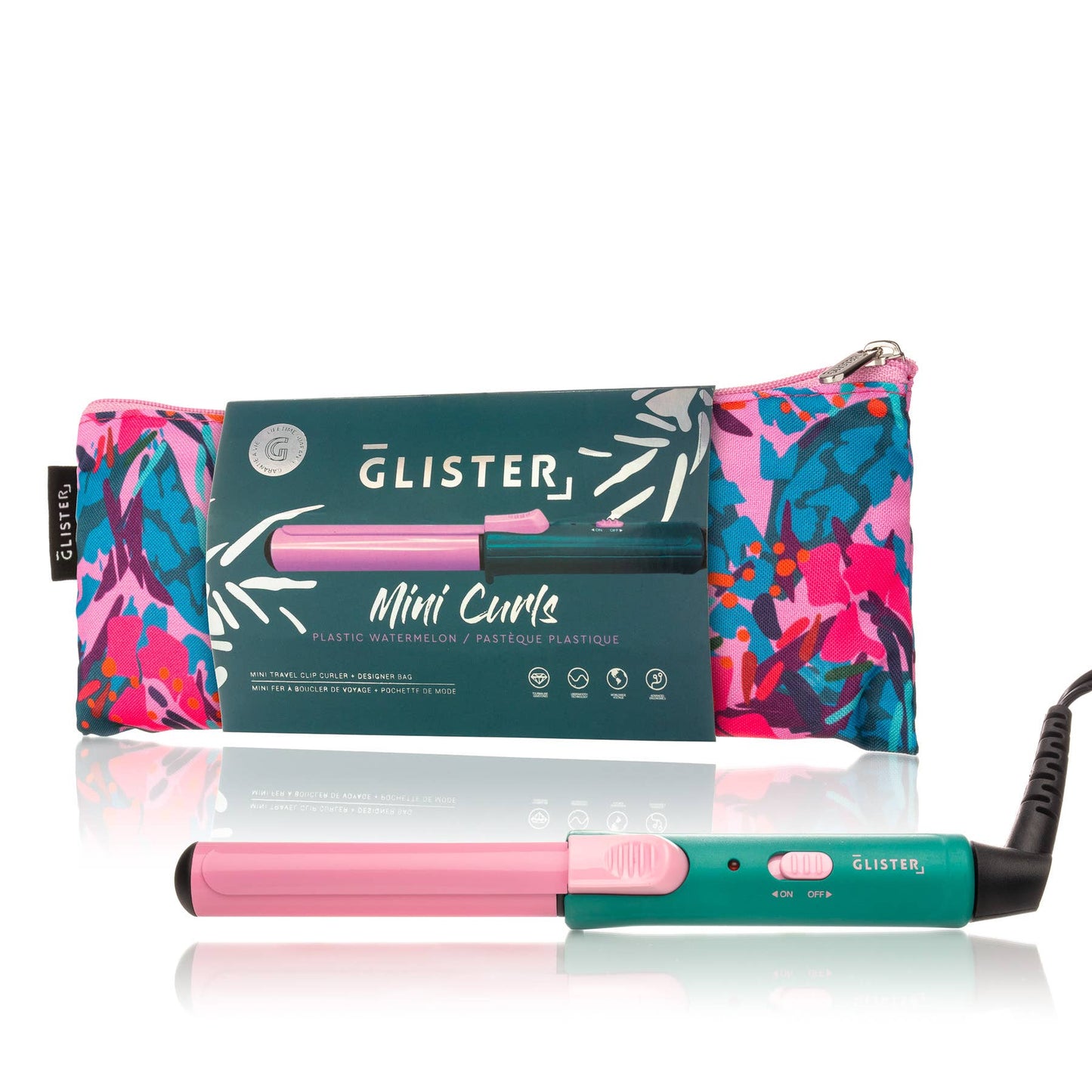 Glister - “Mini Curls” Travel Clip Curler with Carrying Pouch: Apricot Plum