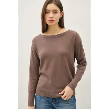 Ultra Soft Boat Neck Basic Sweater in Bean