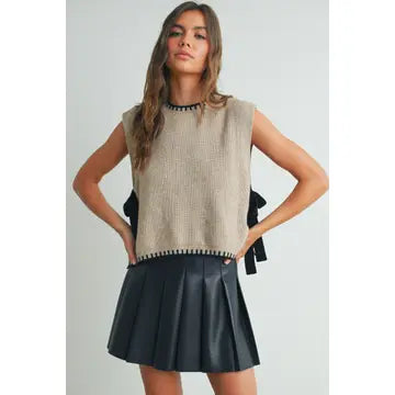 Ella Sleeveless Sweater in Taupe