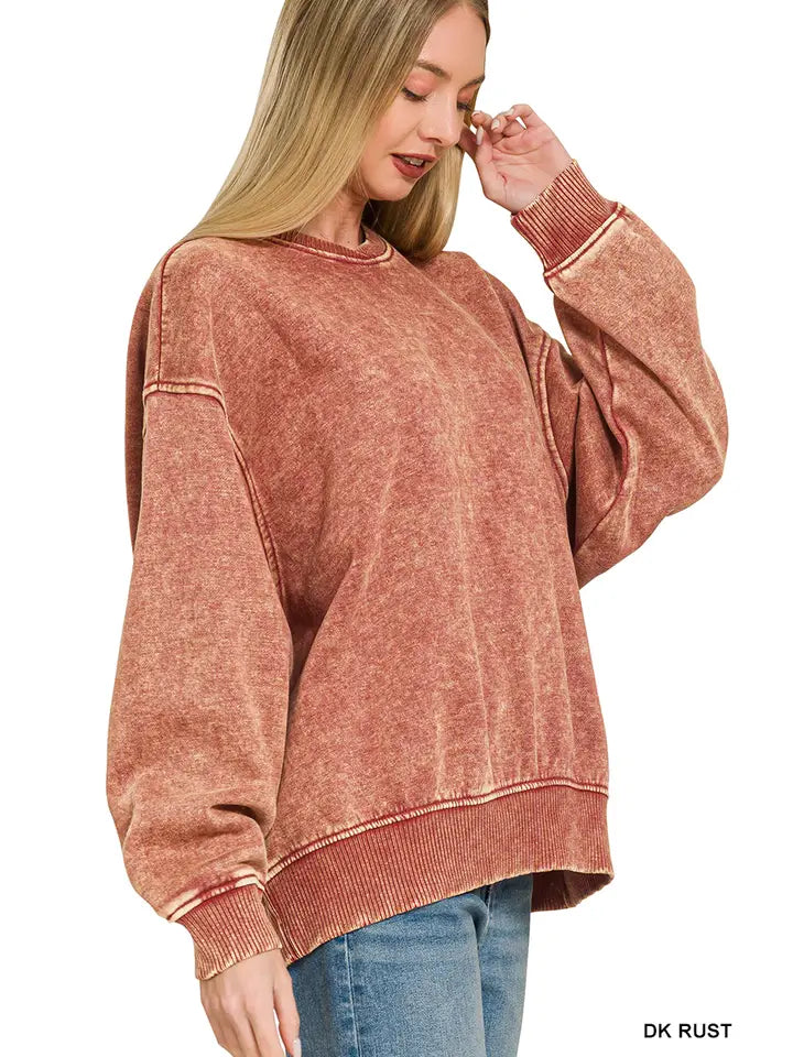 Murphy Oversized Pullover in Dark Rust