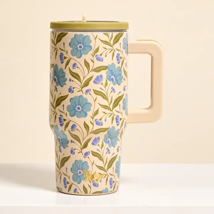 20oz Lifestyle Flip Straw Tumbler in Aqua Poppin' Petals