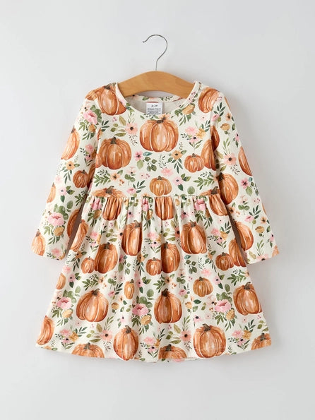 Kids Fall Pumpkin Dress Final Sale
